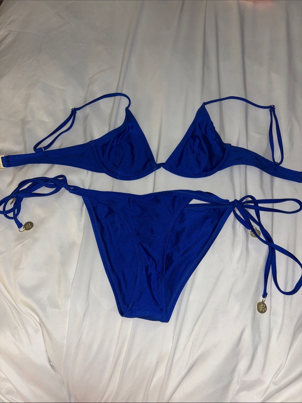 Kulani Kinis Royal Blue Tie-Side Triangle Bikini Set
